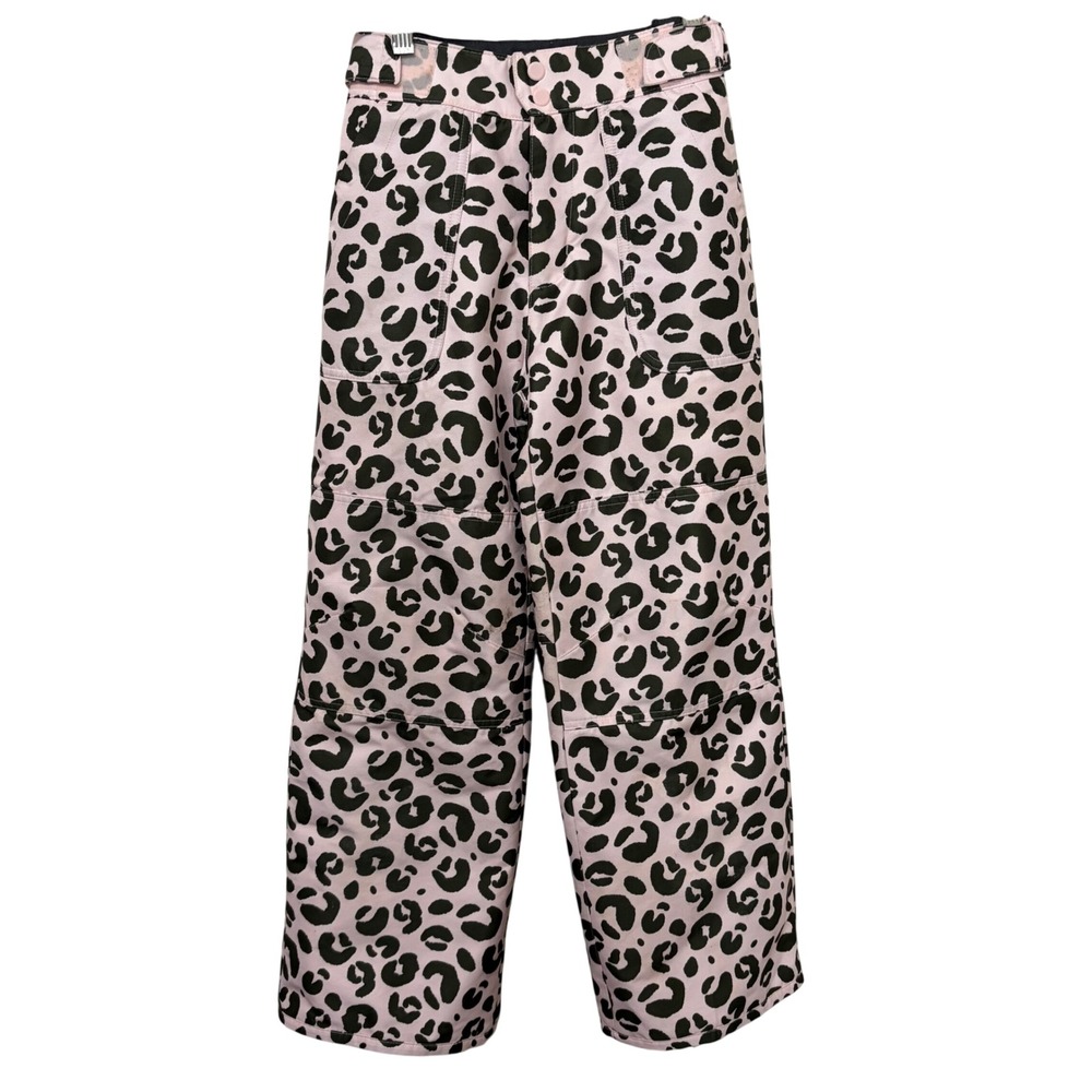 DSG Womens Pink Green Leopard Print Snow Pants Insulated Winter Trousers Size M